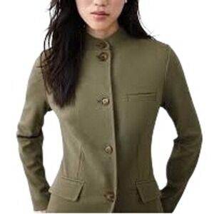 Banana Republic Military Pique Jacket Olive Green Collar Blazer Size SP